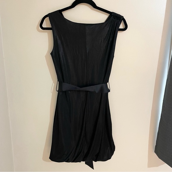 Terranova Black Laminated Ribbed Tie Sleeveless Bubble Dress, Size S - Picture 2 of 10